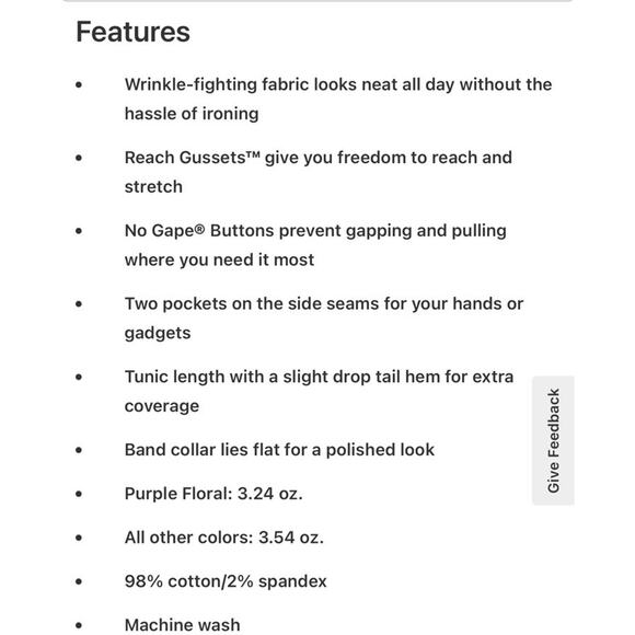 Duluth Trading Co. Wrinklefighter Purple Tunic Shirt Women’s Size Medium - Picture 4 of 4